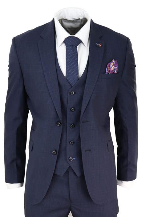 navy blue tailored suit.